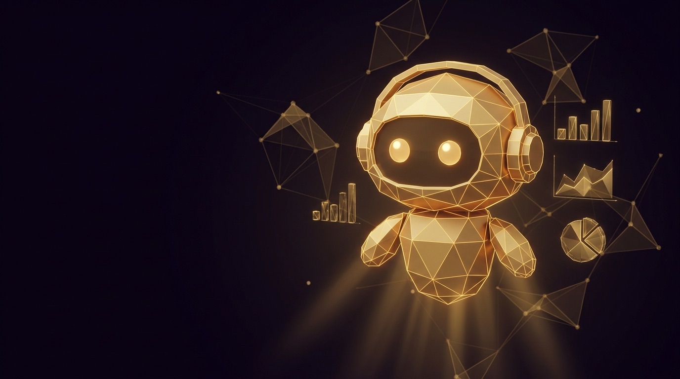 A friendly gold low-poly AI assistant